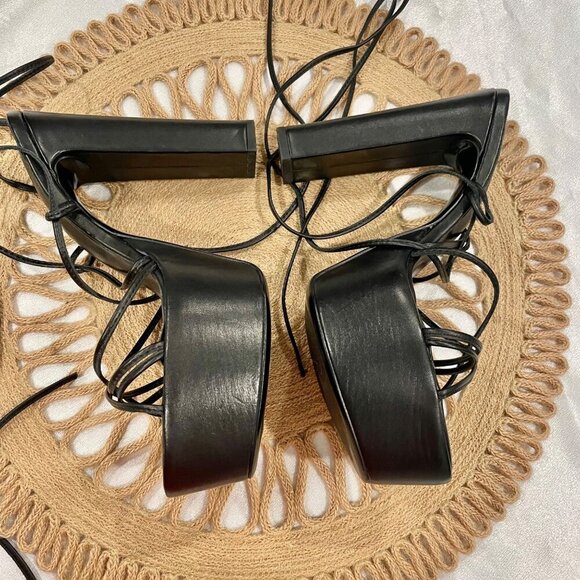 Tony Bianco Jemma Strapy Ankle Tie Heels Black Leather Size 8.5 - Picture 7 of 10